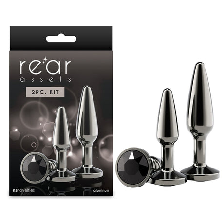 Rear Assets Tapered Trainer Kit - Gunmetal Metal Butt Plugs - Set of 2 Sizes