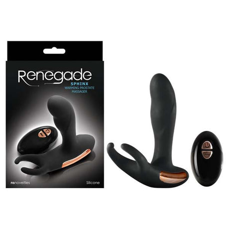 Renegade - Sphinx - Black 13 cm (5.1'') USB Rechargeable Warming Prostate Massager with Wireless Remote - Naughty by Nature Adult Store