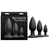 Renegade Triple Strike Kit - Black Butt Plugs - Set of 3 Sizes