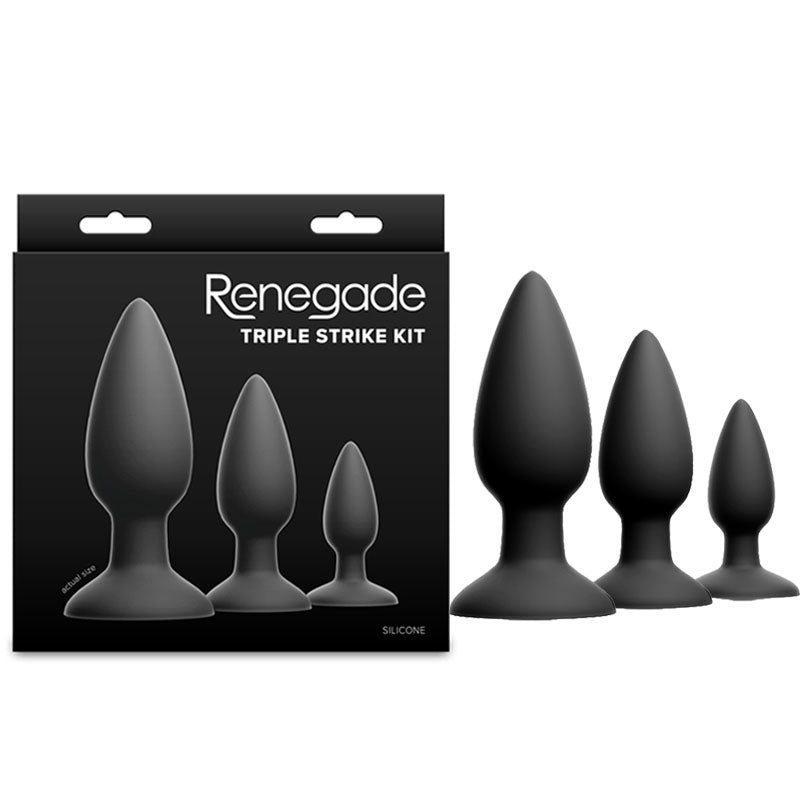 Renegade Triple Strike Kit - Black Butt Plugs - Set of 3 Sizes