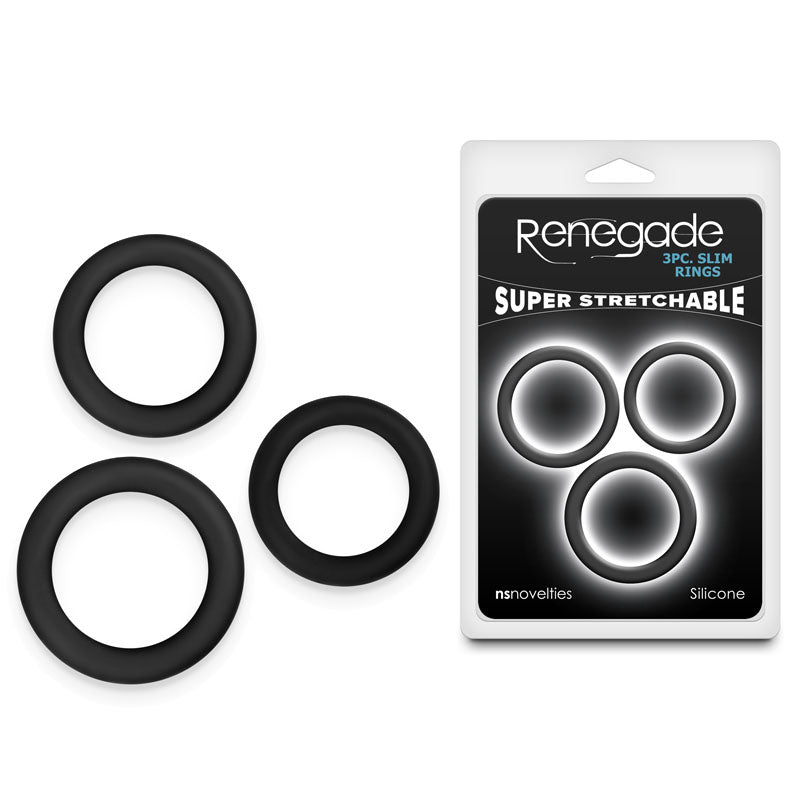 Renegade 3pc Slim Rings - Black Cock Rings - Set of 3 Sizes