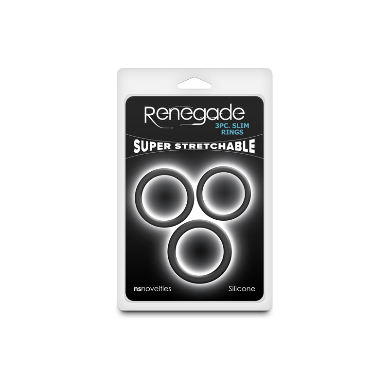 Renegade 3pc Slim Rings - Black Cock Rings - Set of 3 Sizes
