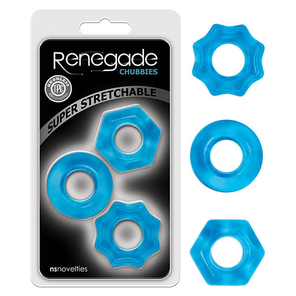Renegade Chubbies Blue Cock Rings - Set of 3 - Naughty by Nature Adult Store