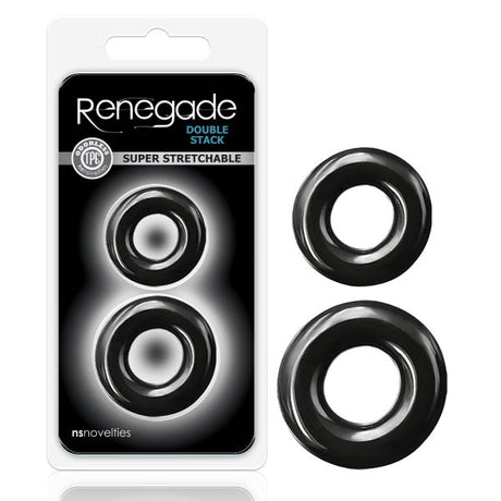 Renegade - Double Stack - Black Cock Rings - Set of 2 - Naughty by Nature Adult Store