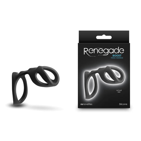 Renegade Boost - Black - Black Penis Harness - Naughty by Nature Adult Store