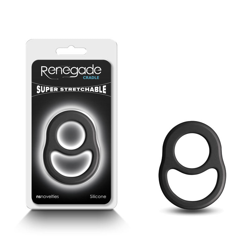 Renegade Cradle - Black - Black Cock & Balls Ring - Naughty by Nature Adult Store