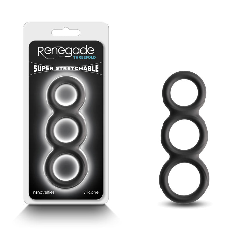 Renegade Threefold - Black - Black Cock & Balls Rings - Naughty by Nature Adult Store