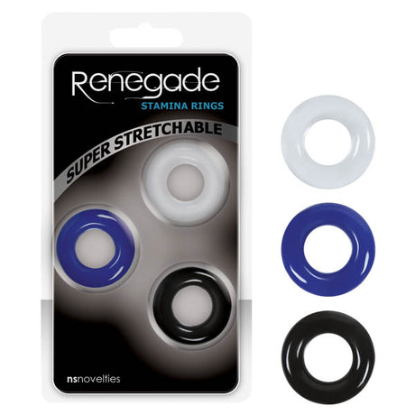 Renegade Stamina Rings - Coloured Cock Rings - Set of 3 - Naughty by Nature Adult Store