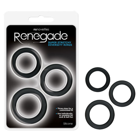 Renegade Diversity Rings - Black Cock Rings - Set of 3 Sizes - Naughty by Nature Adult Store