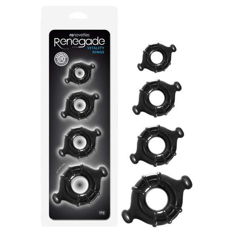 Renegade Vitality Rings - Black Cock Rings - Set of 4 Sizes - Naughty by Nature Adult Store