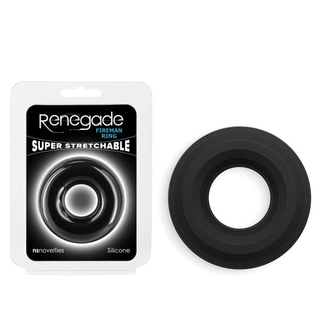 Renegade Fireman Ring - Large - Black - Black Large Cock Ring - Naughty by Nature Adult Store