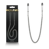 Bound Nipple Clamps - Gunmetal Nipple Clamps with Chain - Naughty by Nature Adult Store