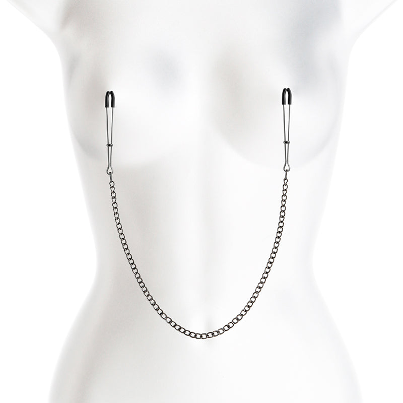 Bound Nipple Clamps - Gunmetal Nipple Clamps with Chain - Naughty by Nature Adult Store