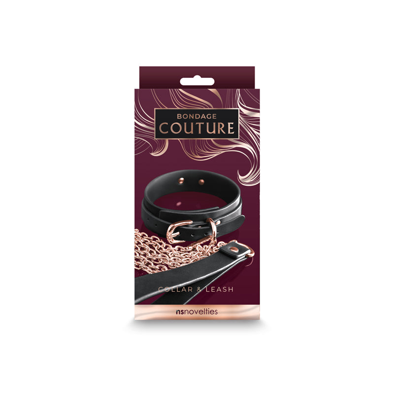 Bondage Couture Collar & Leash - Black Restraint - Naughty by Nature Adult Store