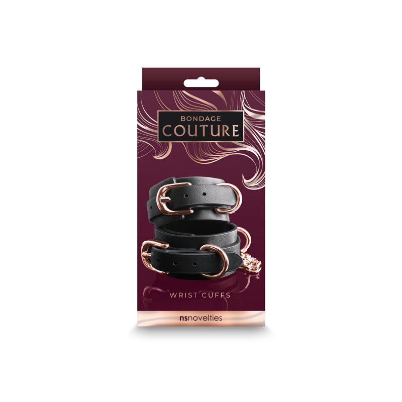 Bondage Couture Wrist Cuffs - Black Restraints - Naughty by Nature Adult Store