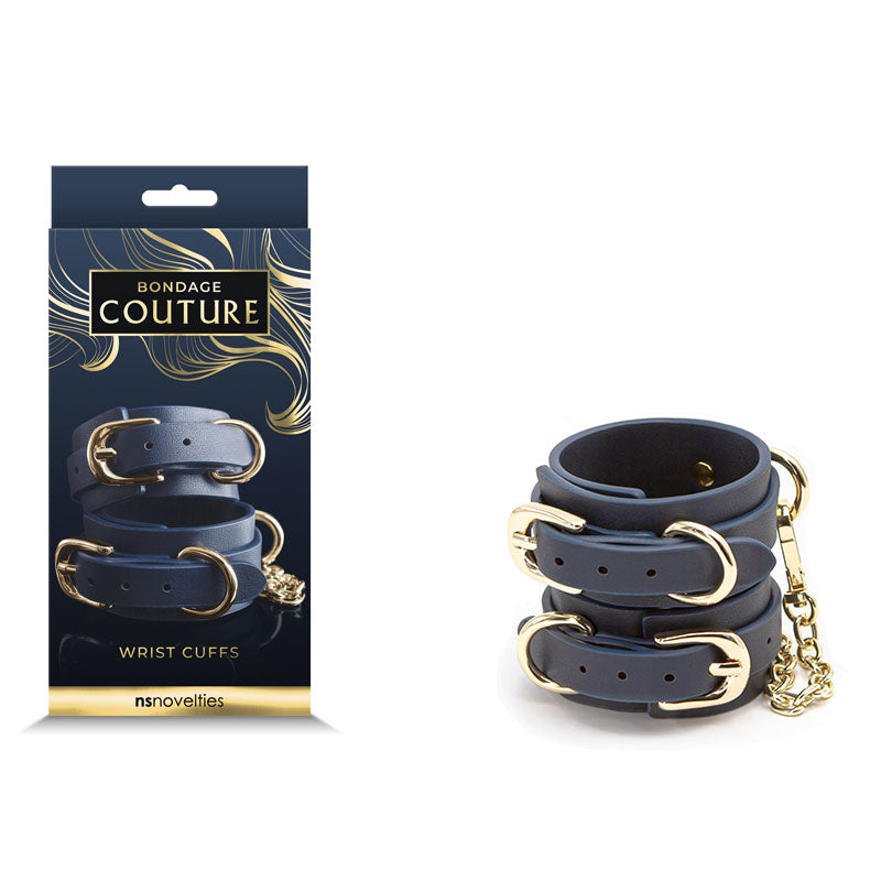 Bondage Couture Wrist Cuffs - Blue Restraints - Naughty by Nature Adult Store