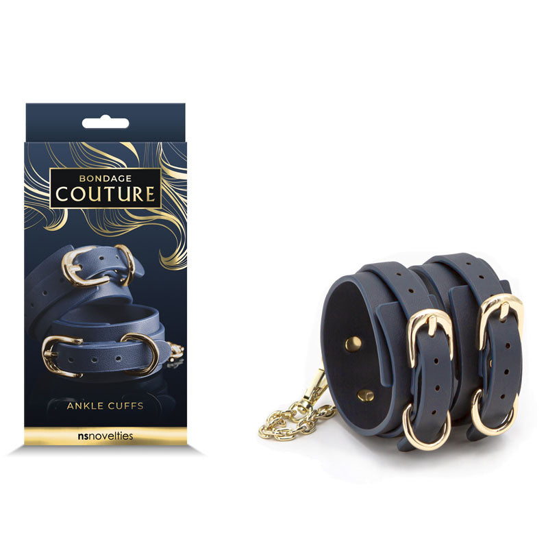 Bondage Couture Ankle Cuffs - Blue - Blue Restraints - Naughty by Nature Adult Store