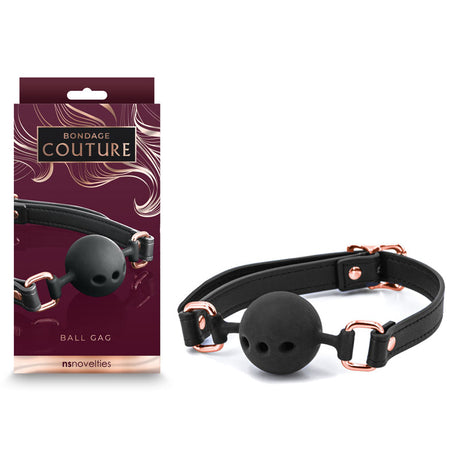 Bondage Couture Ball Gag  - Black Mouth Restraint - Naughty by Nature Adult Store