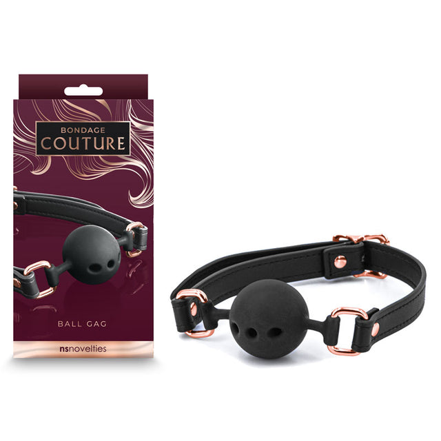 Bondage Couture Ball Gag  - Black Mouth Restraint - Naughty by Nature Adult Store