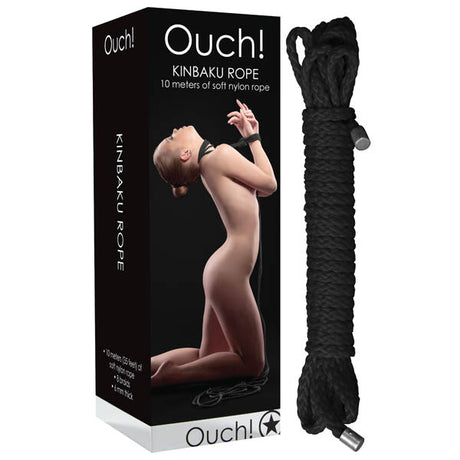 Ouch Kinbaku Rope - Black - 10 metre Length - Naughty by Nature Adult Store