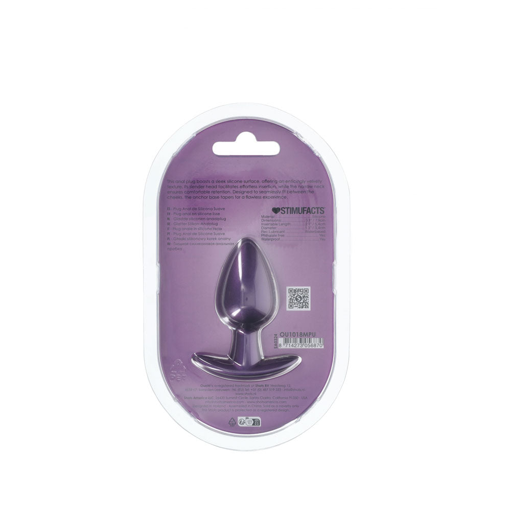 OUCH! Anal Plug - Metallic Purple Medium Butt Plug - Naughty by Nature Adult Store