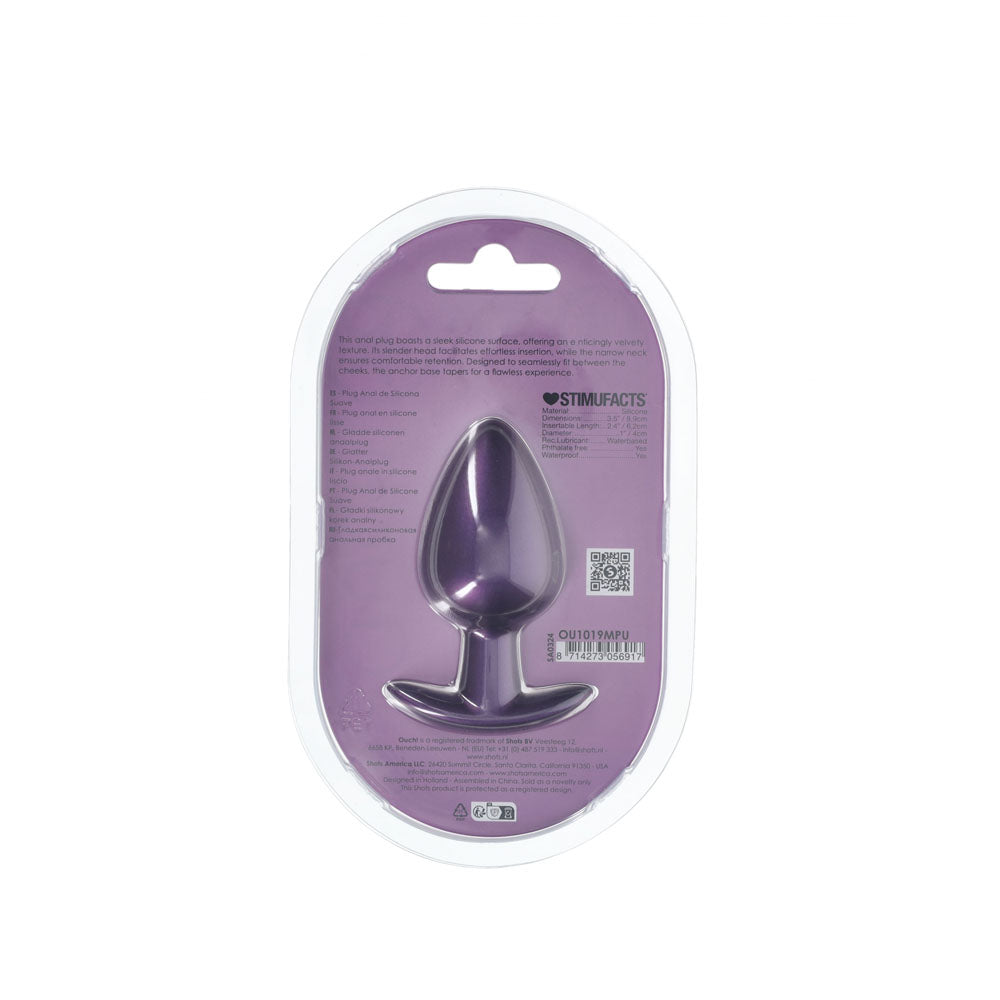 OUCH! Anal Plug - Large - Metallic Purple - Naughty by Nature Adult Store