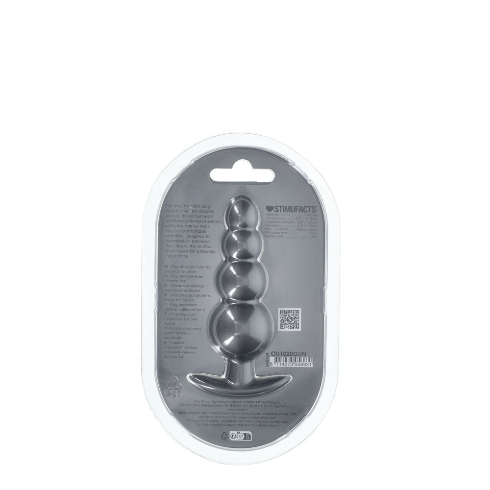OUCH! Beaded Anal Plug - Gun Metal - Naughty by Nature Adult Store