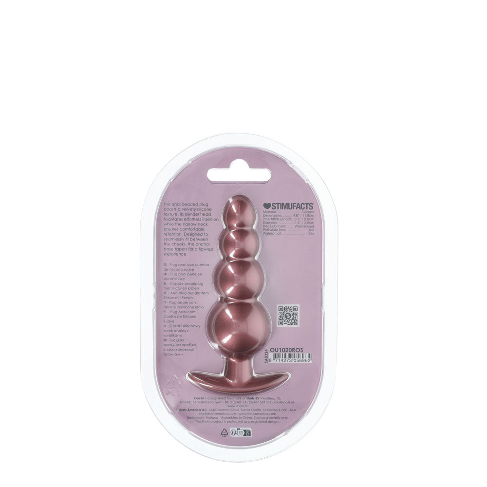 OUCH! Beaded Anal Plug - Rose Gold - Naughty by Nature Adult Store