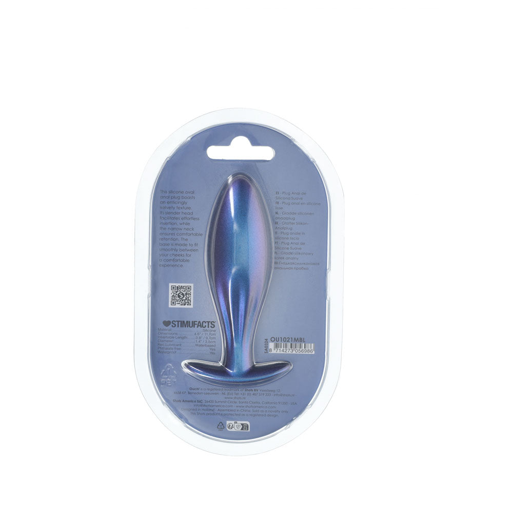 OUCH! Oval Anal Plug - Metallic Blue - Naughty by Nature Adult Store