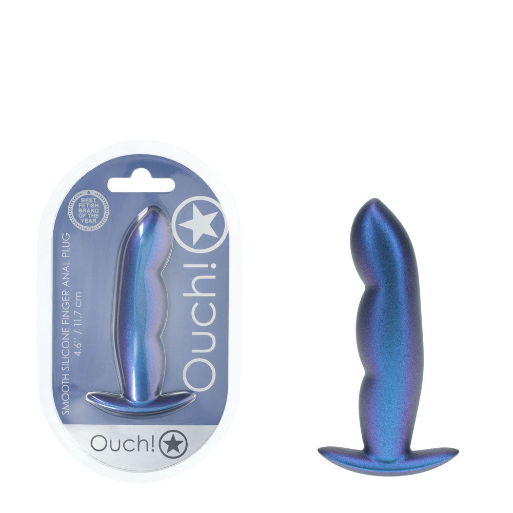 OUCH! Finger Anal Plug - Metallic Blue - Naughty by Nature Adult Store