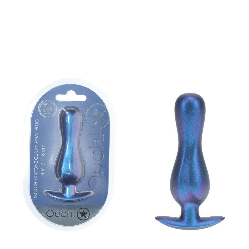 OUCH! Curvy Anal Plug - Metallic Blue - Naughty by Nature Adult Store