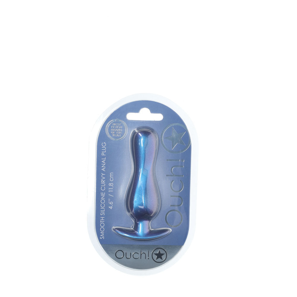 OUCH! Curvy Anal Plug - Metallic Blue - Naughty by Nature Adult Store