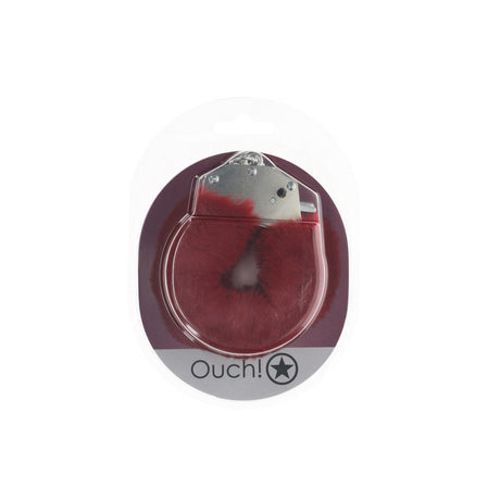 OUCH! Heavy-Duty Fluffy Cuffs - Burgundy - Naughty by Nature Adult Store