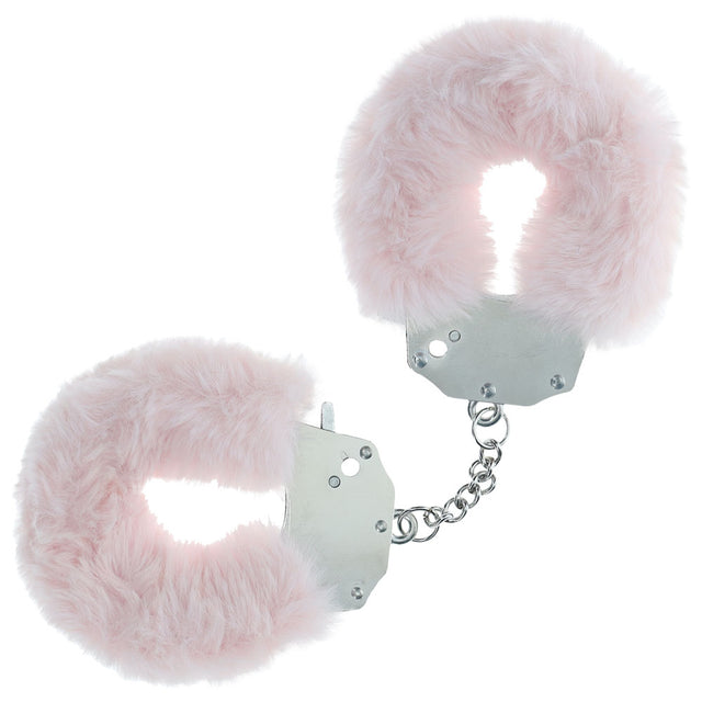 OUCH! Heavy-Duty Fluffy Cuffs - Powder Pink - Powder Pink Fluffy Restraints - Naughty by Nature Adult Store