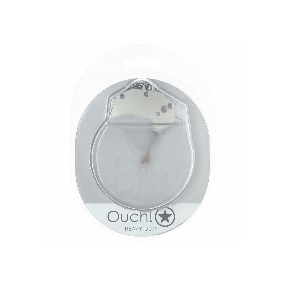 OUCH! Heavy-Duty Fluffy Cuffs - White - Naughty by Nature Adult Store