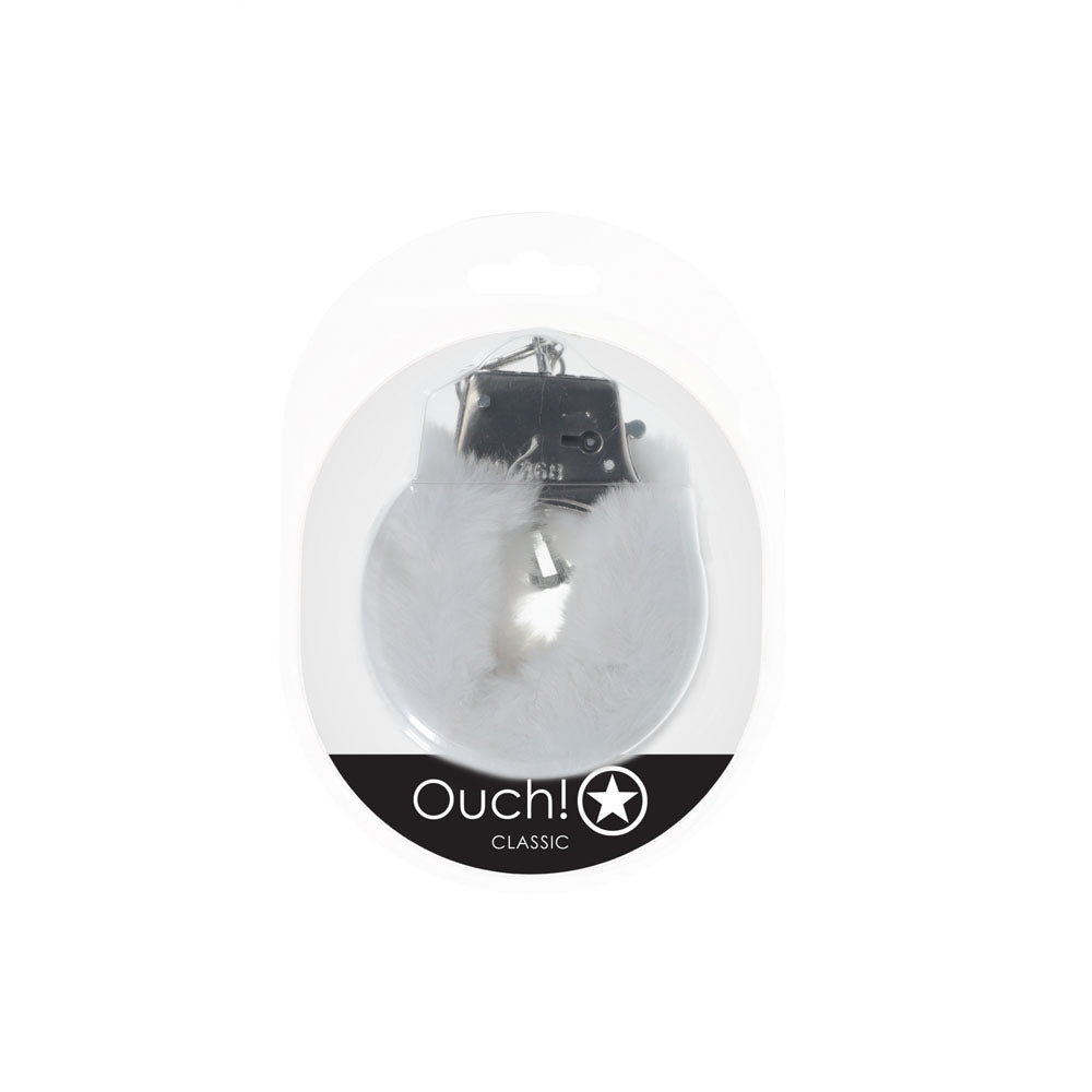OUCH! Classic Fluffy Cuffs - White - Naughty by Nature Adult Store