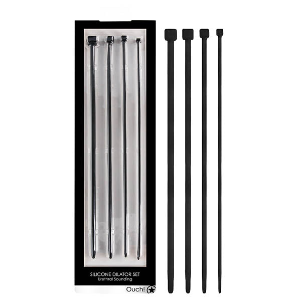 Ouch! Urethral Sounding Dilator Set - Black Silicone Urethral Sound Set - Naughty by Nature Adult Store