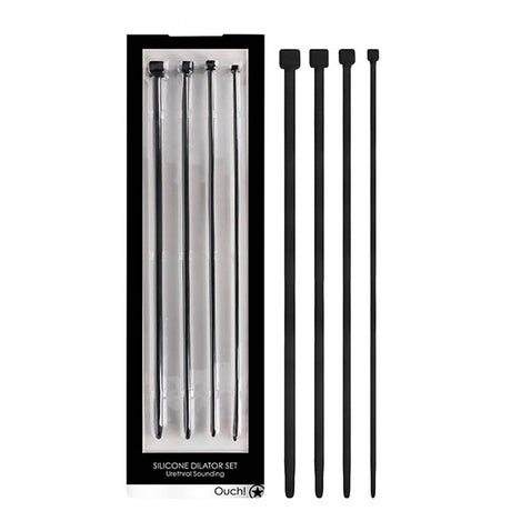 Ouch! Urethral Sounding Dilator Set - Black Silicone Urethral Sound Set - Naughty by Nature Adult Store