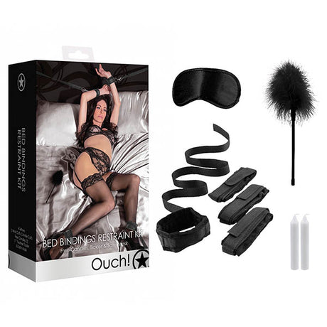 Ouch! Bed Bindings Restraint Kit - Black - 8 Piece Set - Naughty by Nature Adult Store
