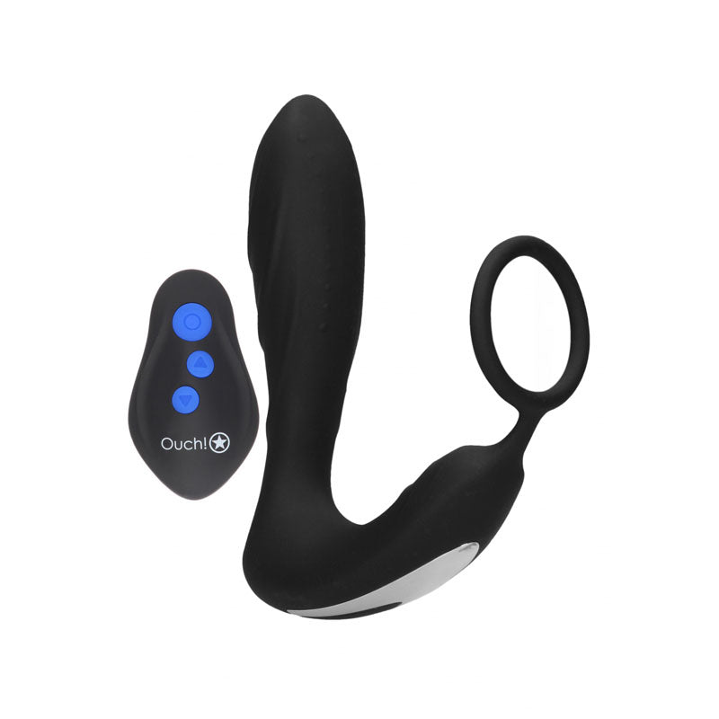 OUCH! E-stim & Vibrating Butt Plug Cock Ring