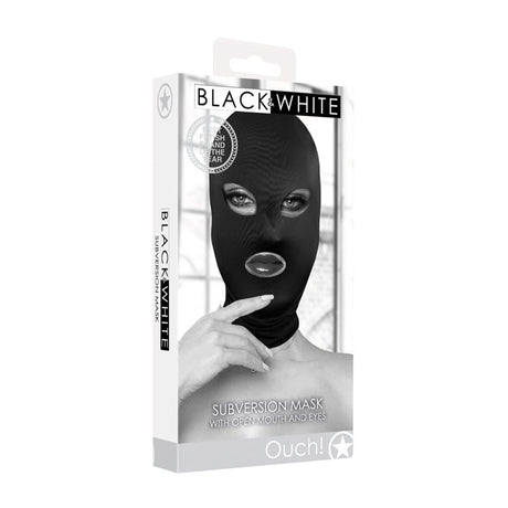 OUCH! Subversion Mask With Open Mouth - Black Hood - Naughty by Nature Adult Store