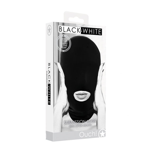 OUCH! Black & White Submission Mask - Black Hood Mask - Naughty by Nature Adult Store