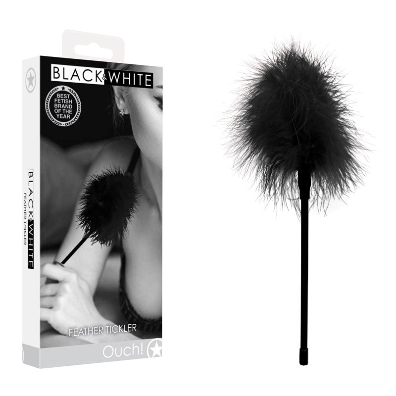 OUCH! Black & White Feather Tickler - Black - Naughty by Nature Adult Store