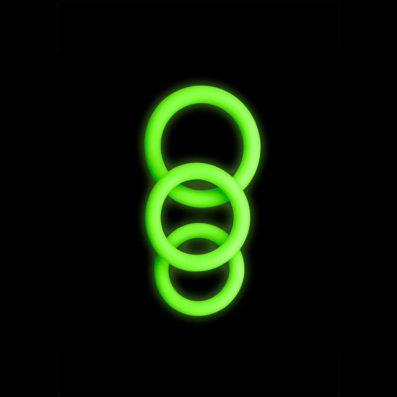OUCH! Glow In The Dark Cock Ring Set - Glow in Dark Cock Rings - Set of 3 Sizes - Naughty by Nature Adult Store