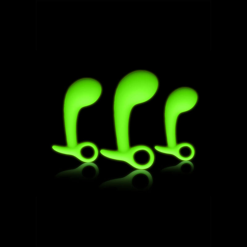 OUCH! Glow In The Dark Prostate Kit - Glow in Dark Prostate Massagers - Set of 3 - Naughty by Nature Adult Store