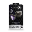 OUCH! Heart Gem Gunmetal Butt Plug - Large - Gunmetal 9.3 cm Large Butt Plug with Heart Gem Base - Naughty by Nature Adult Store