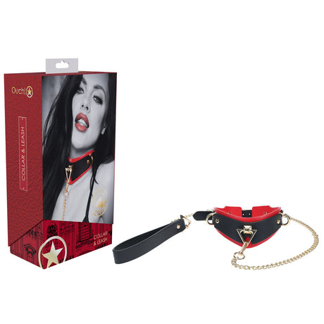 OUCH! Milan Collection - Collar with Leash - Black/Red Restraint - Naughty by Nature Adult Store