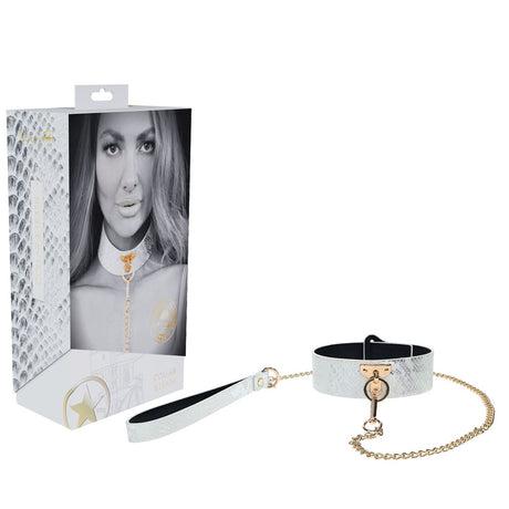 OUCH! Florence Collection - Collar with Leash - White Restraint - Naughty by Nature Adult Store