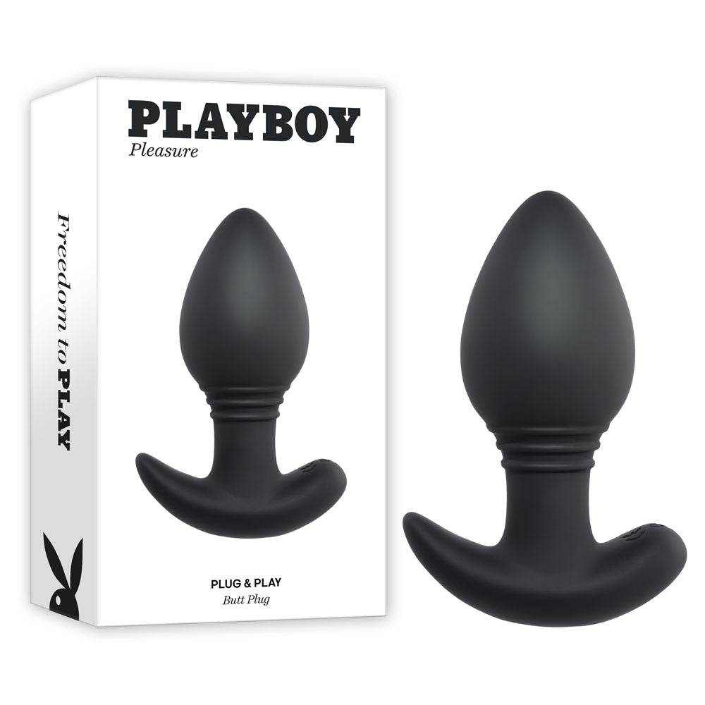 Playboy Plug and Play Black 10.3 cm USB Rechargeable Vibrating Butt Plug
