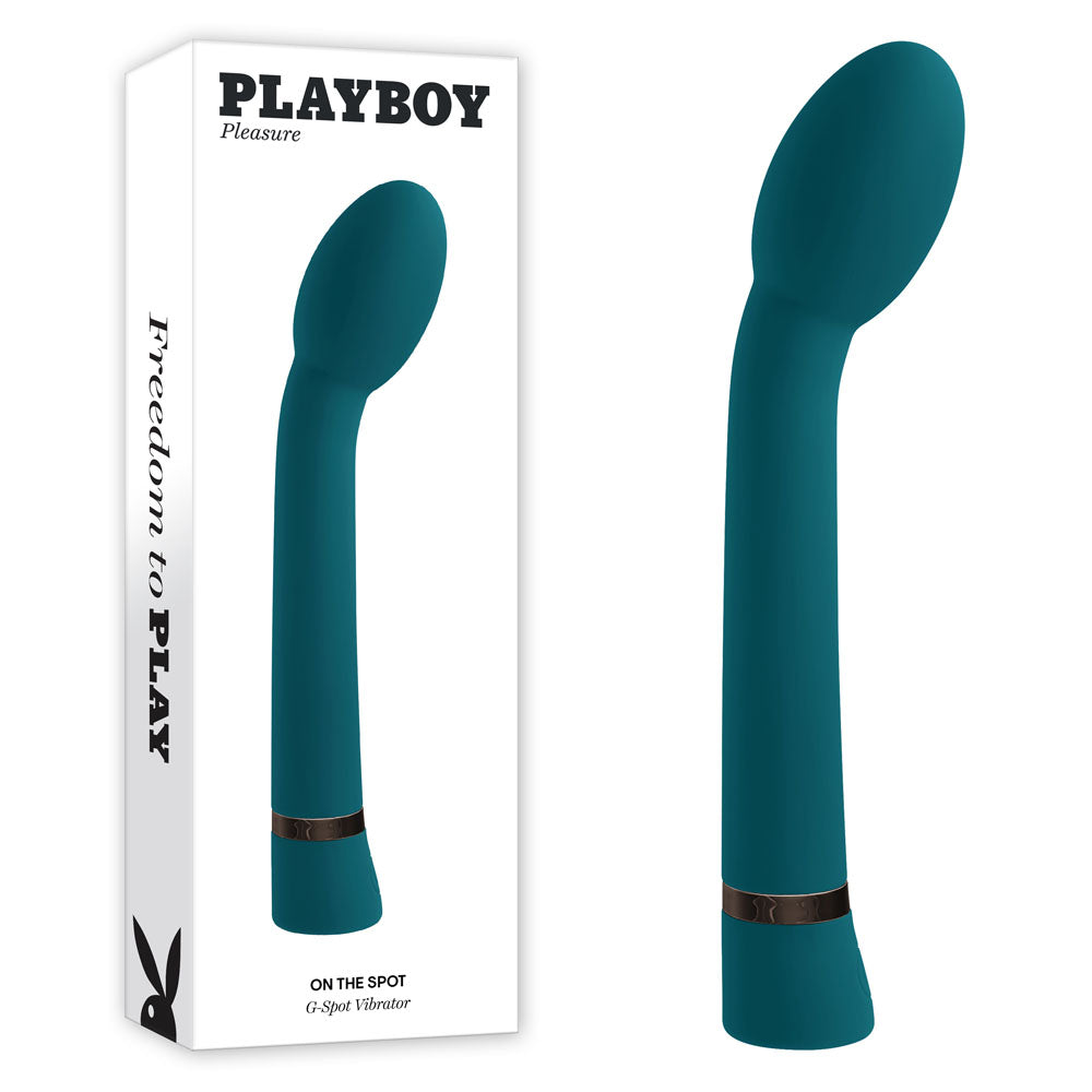 Playboy Pleasure ON THE SPOT - Blue 21.6 cm USB Rechargeable G-Spot Vibrator - Naughty by Nature Adult Store